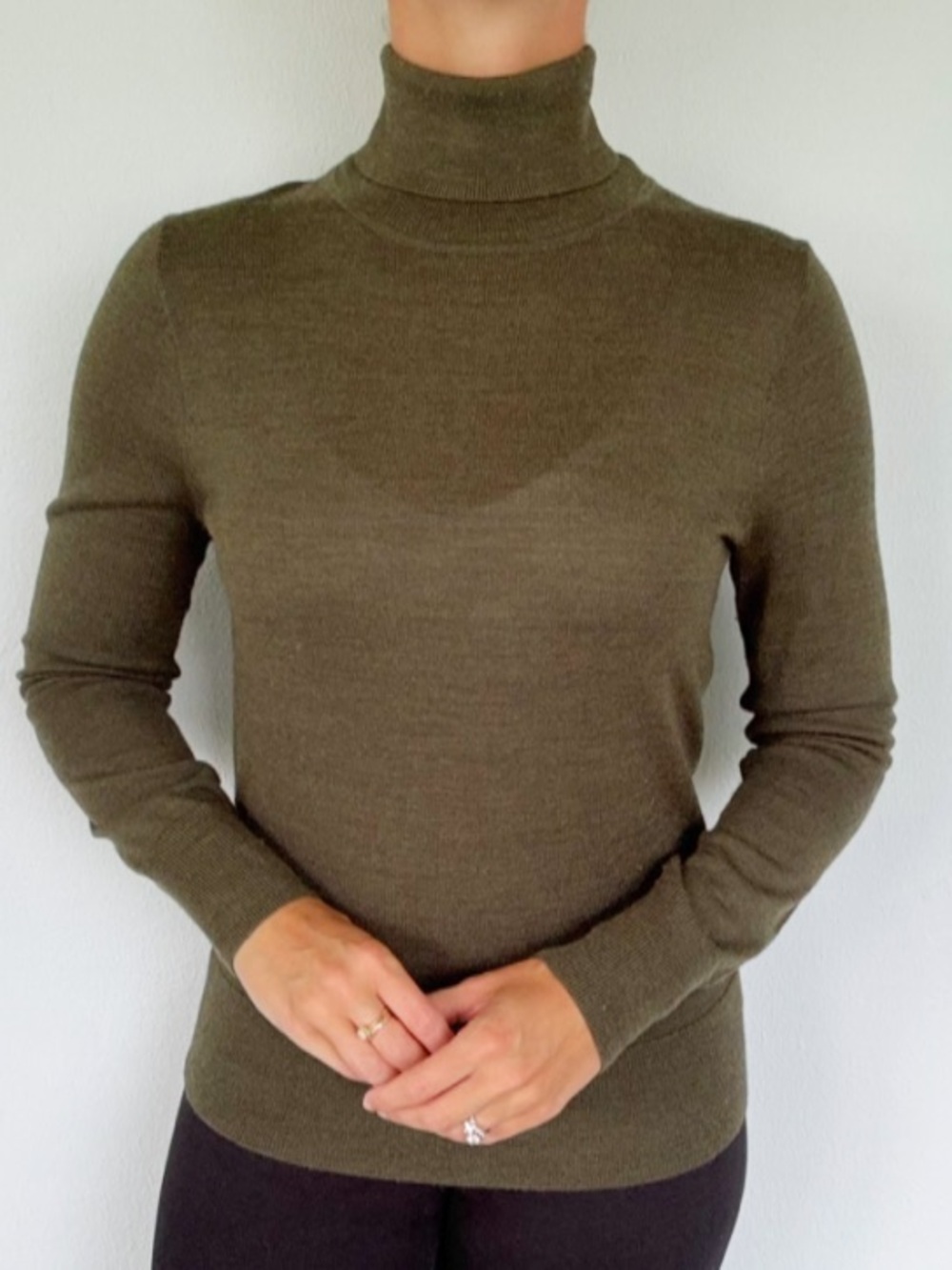 J. Crew olive green merino wool blend turtleneck sweater size small